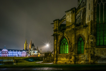Fototapeta na wymiar Architecture and attractions of the night city of France Caen
