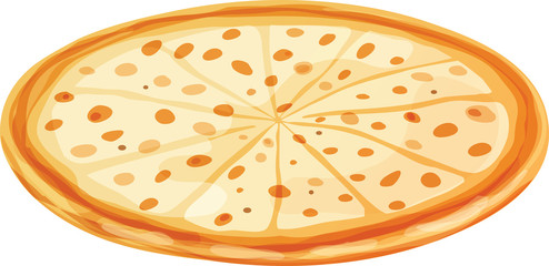 Whole Alfredo Cheese Pizza. Isolated vector illustration on white background.
