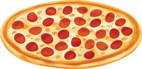 Whole Pepperoni Pizza. Isolated vector illustration on white background.