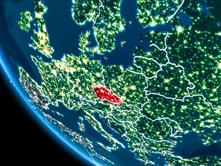 Orbit view of Czech republic at night