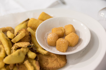 vegetables and breaded cream and fried