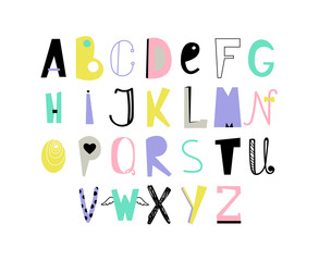 English alphabet with multi-colored letters