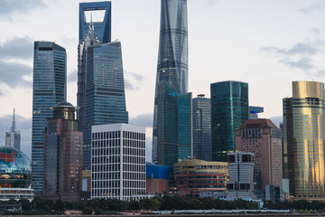 Fototapeta na wymiar architectural complex against sky in downtown shanghai,china.