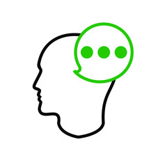 Icon thinking man. The sign of the silhouette of a human head with the idea. Isolated abstract symbol on white background. Vector illustration