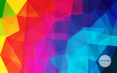 Abstract vector polygonal background. Geometric low poly background in bright rainbow colors. Use for wallpaper, banner, template or brochure cover design. Vector illustration. Eps10.