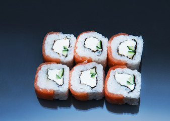 Sushi on black background
