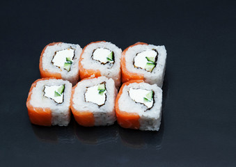 Sushi on black background
