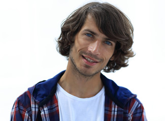 portrait. stylish guy in a plaid shirt. close-up.