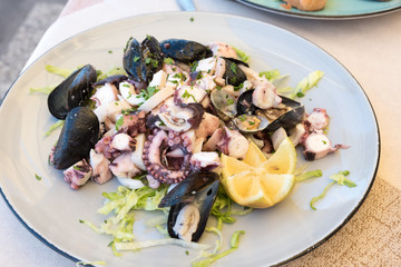 Sea salad with lemon