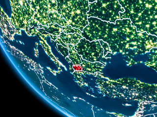 Orbit view of Macedonia at night