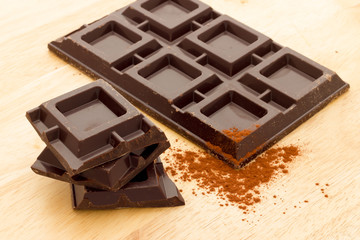 Cubes of dark chocolate