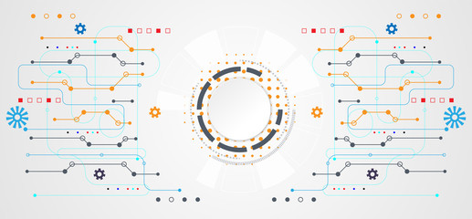 abstract technology concept circle white digital on hi tech white gray background