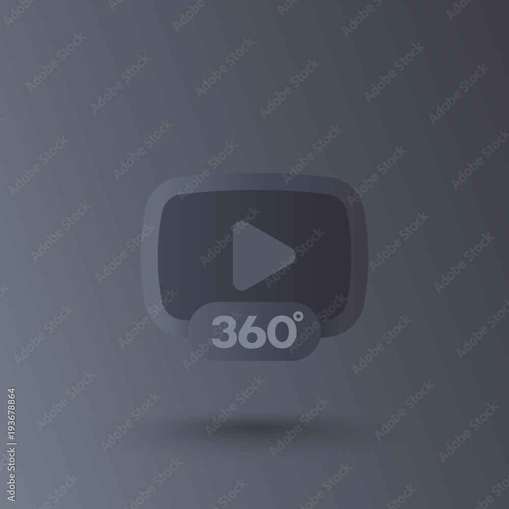 Poster 360 degrees video player vector icon for apps and web