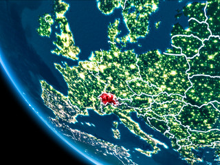 Orbit view of Switzerland at night