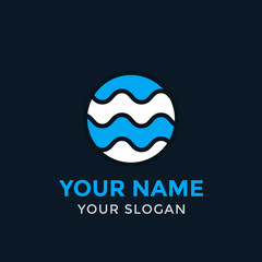 round vector logo with waves