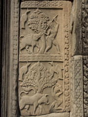 Fototapeta na wymiar Details of decoration in Angkor Wat, Cambodia