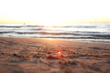 Beautiful golden sunrise and sunset on the beach
