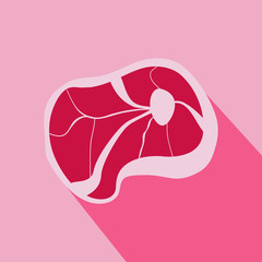 Icon of a fresh steak on pink background