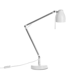 Stylish desk lamp on white background