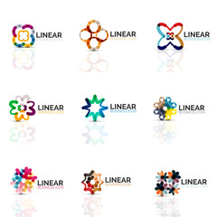 Set of geometric minimalistic abstract icons, stars and flowers, business fashion or beauty concept