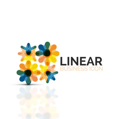 Abstract flower or star, linear thin line icon. Minimalistic business geometric shape symbol created with line segments
