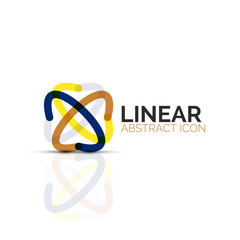 Abstract flower or star minimalistic linear icon, thin line geometric flat symbol for business icon design, abstract button or emblem