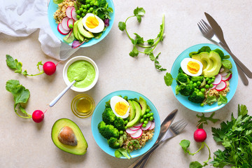 Whole healthy meal served in a bowls