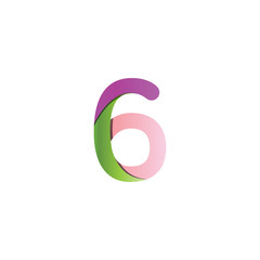 Colorful number 6 logo icon template vector