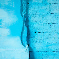 Abstract of a wall in Havana, Cuba. Painted blue.