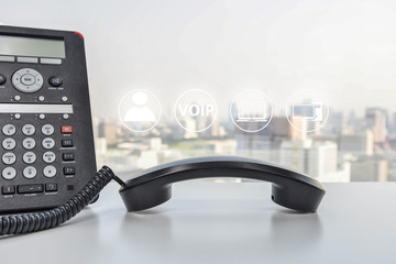 IP Phone with icon - cencept for phone connected to multi device