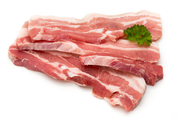 Meat pork slices isolated on the white background.