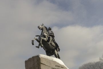Bronze Horseman is an equestrian monument of Peter the Great in the Senate Square in Saint Petersburg, Russia.