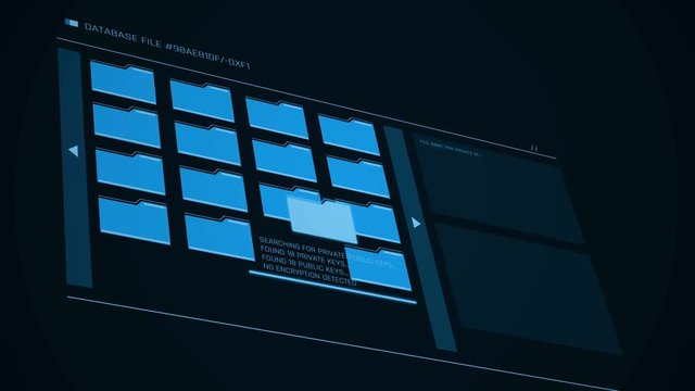 Hackers stealing private information, database files being hacked on screen. Database under hacking attack

