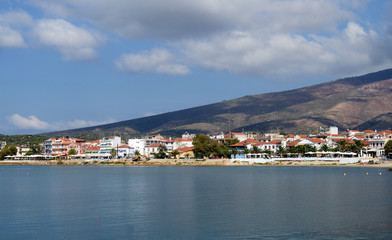 Fototapeta premium Beautiful view of Limenaria town by the sea on Thassos island, Greece
