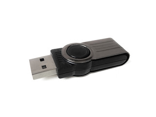 black universal flash drive isolated on the white background