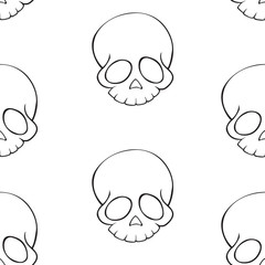 Obraz premium Seamless pattern with cartooned skulls on white