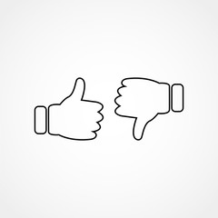 thumbs up and thumbs down line icon