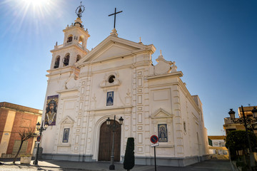 Our Lady of Dolores church in touristic Island Cristina village in Andalusia, Spain.