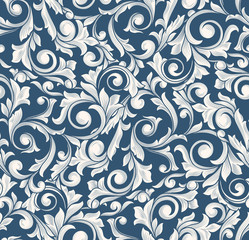 Ornate seamless monochrome decorative pattern