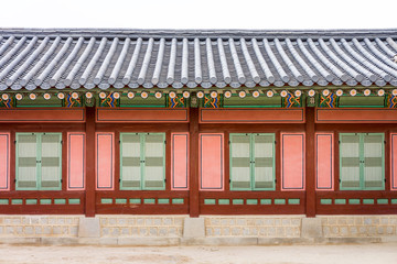 Exterior decoration of building in Gyeongbokgung Palace. It is landmark in Seoul, South Korea, Asia.