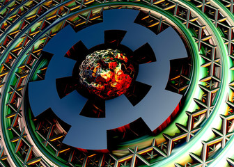 3D rendered illustration artwork of virtual scene