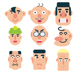 Flat face icon set