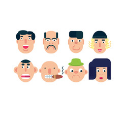 Flat face icon set