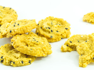 Oatmeal cookie on white background