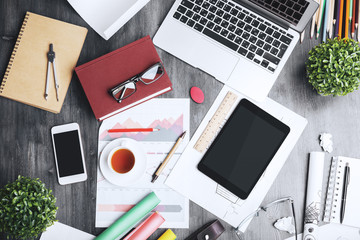 Creative messy workspace