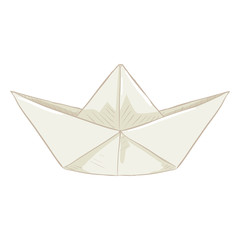 Vector Cartoon Origami White Paper Boat