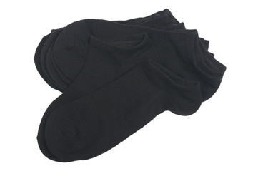 stack of black short socks isolated on white