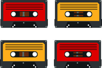vintage audio cassettes with magnetic film