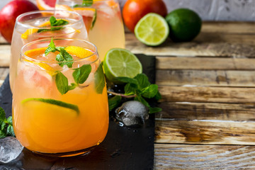 Grapefruit and mint gin cocktail, refreshing drink