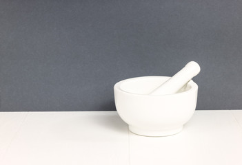 White  empty mortar kitchen tool